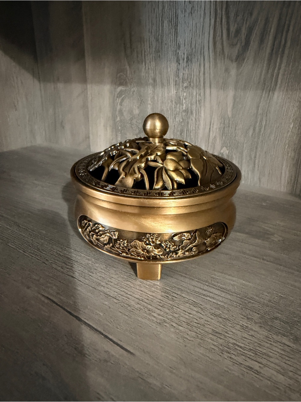 Ornate Gold Decorative Lidded Incense Burner